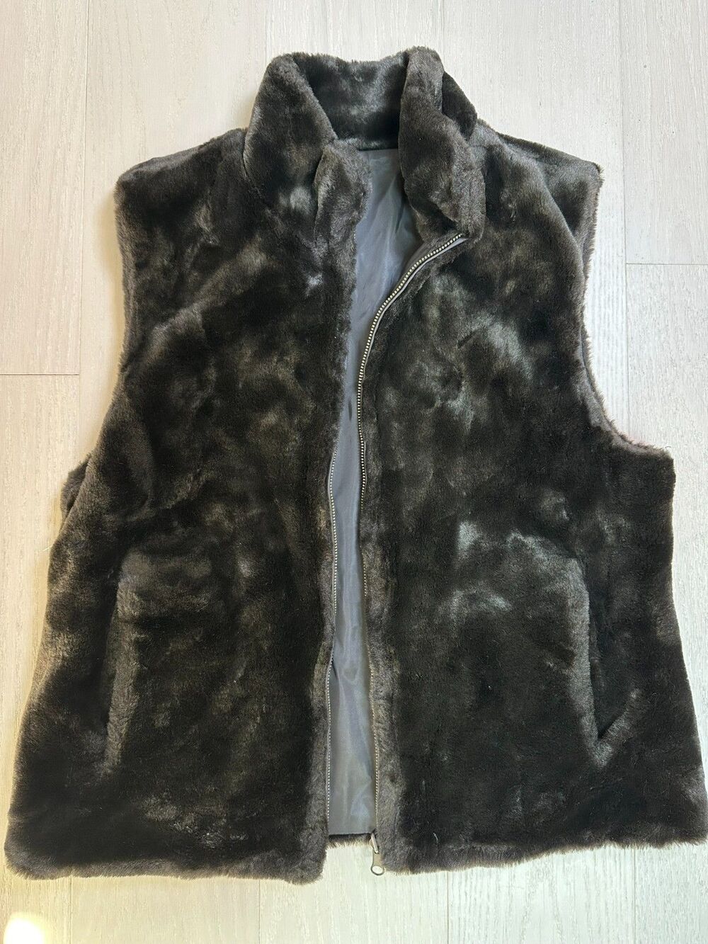 Faux Fur Vest Mob Wife Tuscan Mom Reversible Cozy Shearling Vintage Blassport S
